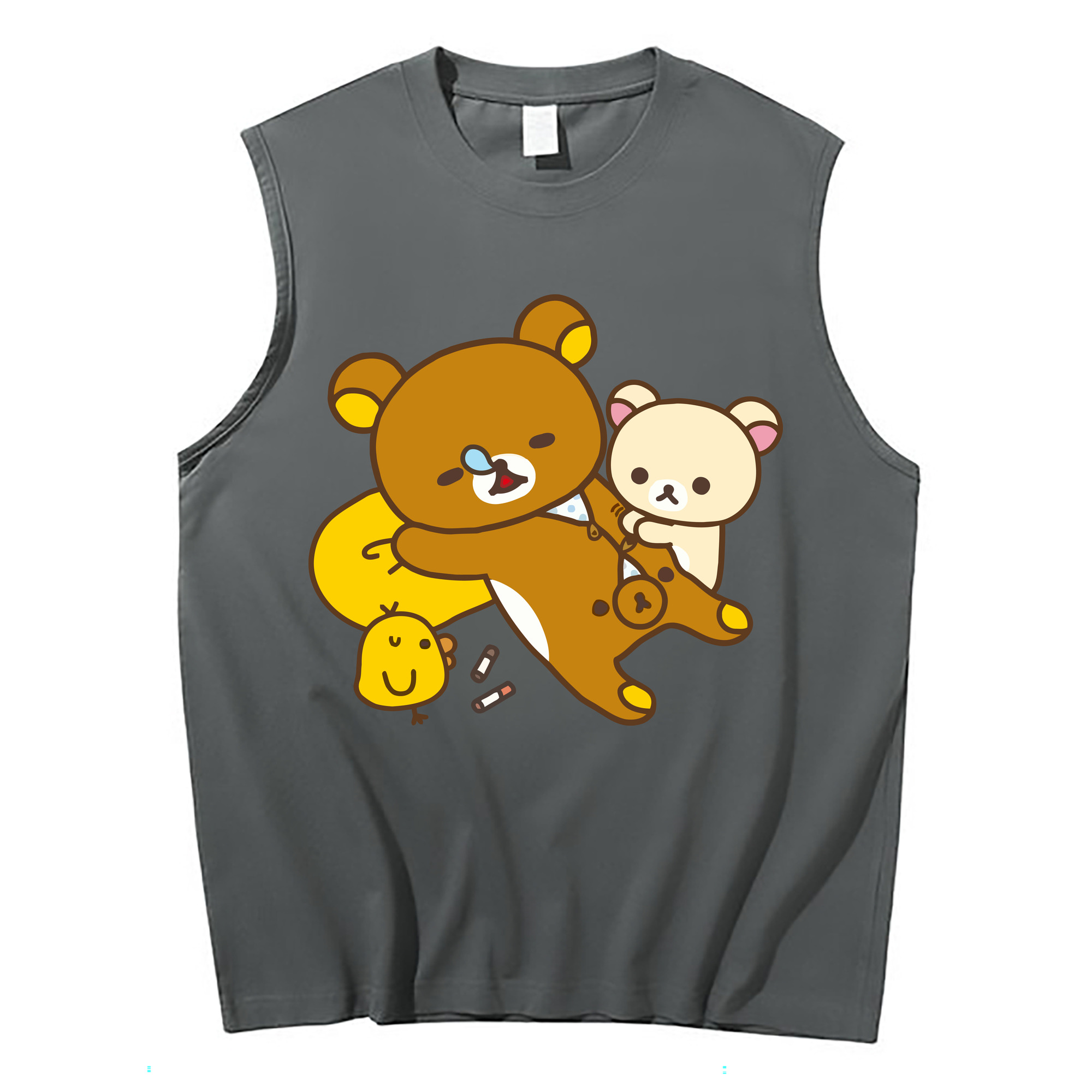（画像用） リラックマ リラックマ キイロイトリ Rilakkuma Korilakkuma Kiiroitori コットン100％タンクトップ（フロントプリント）